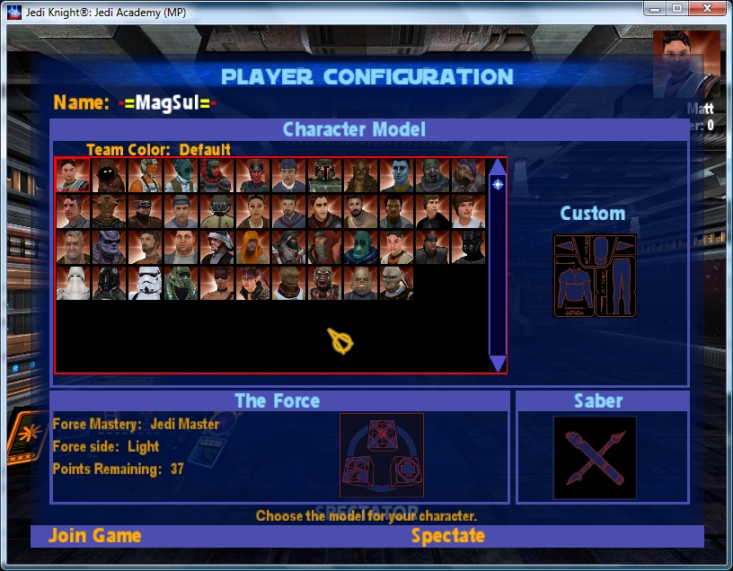 jedi outcast multiplayer characters