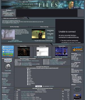 A screenshot of JK3Files.com in 2007.